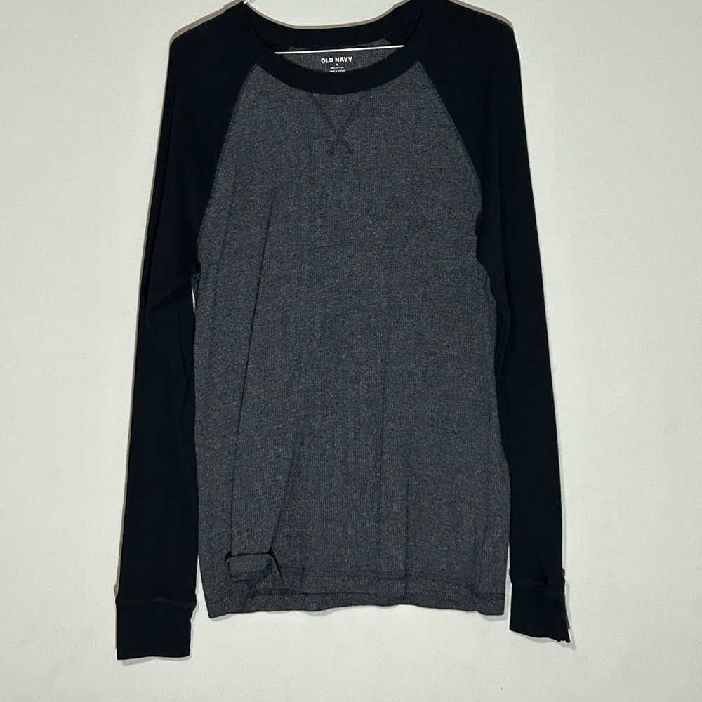 Old Navy Men’s Medium Built-In Flex Navy Blue Waffle Long sleeve Tee